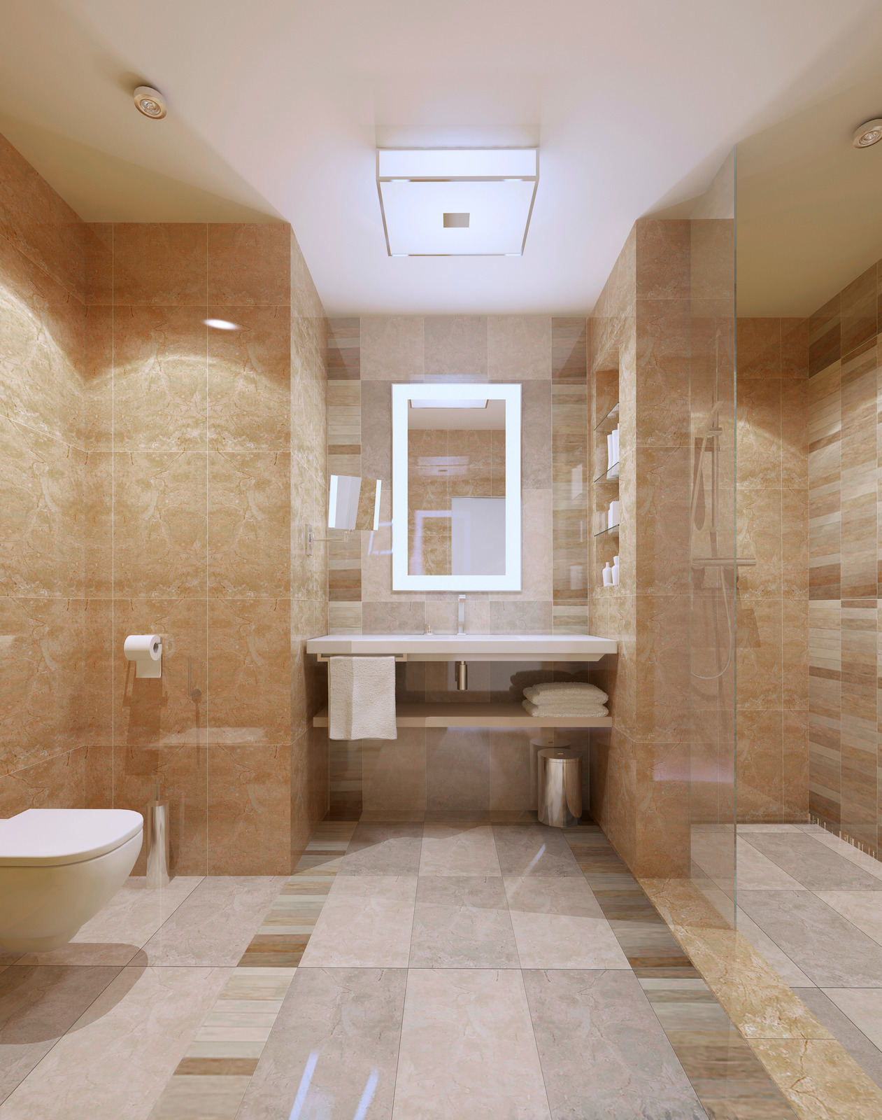 Modern Bathroom interior with marble tiles